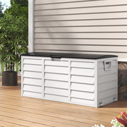 XLARGE Plastic Storage Box Bench Outdoor Garden Cushion Chest Utility Shed Wheel