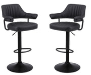 SET OF 2 PLUSH BAR STOOLS, GAS LIFT, BREAKFAST KITCHEN BAR PADDED ARMS & BACK