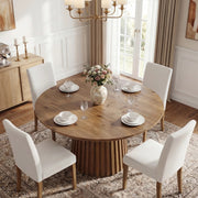 Round Dining Table for 4-6 People,Farmhouse Circle Kitchen Table for Dining Room