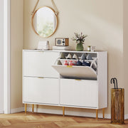 Slim Shoe Storage Cabinet with 4 Flip Drawers for Hallway, White