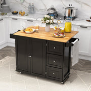 Kitchen Storage Trolley Cart Rolling Island Shelves Cupboard-Black