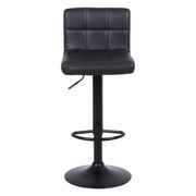 3 Black Bar Stools Breakfast Chairs Faux Leather Swivel, Black Metalwork