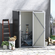Garden Storage Shed, Sloped Roof, Lockable Door Grey, 142 x 84 x 189cm