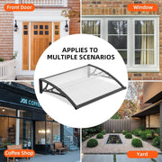 Window Awning Canopy with Large Drainage Gutter ABS Plastic Bracket PC Panel
