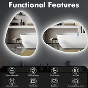 Pebble LED Bathroom Wall Mirror Demister Illuminated Light Up 500x700 Waterproof