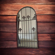 Framed Arched Mirror Wall Mounted Cast Iron Large Mirror Indoor Outdoor Garden