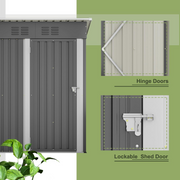Metal Garden Shed 152x72x182cm Outdoor Storage Pent Roof Tool Shed Grey