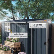 7.6 x 4ft Outdoor Garden Storage Shed with Window, Dark Grey