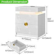 LED Bedside Table with Hidden Drawer , Smart End Table with Charging Station