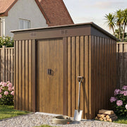 4x8FT Garden Shed Metal Pent Roof Outdoor Storage House With Free Foundation Kit