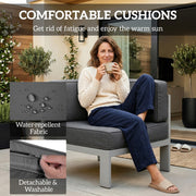 5 PCs Garden Sofa Set w/ Cushions, Aluminium Furniture Sets, Grey