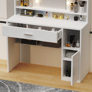 Dressing Table With 8 Shelves LED Mirror Set Makeup Desk Vanity Table Bedroom