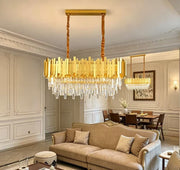 High-end Crystal Chandelier with Adjustable Height for Indoor Lighting 80cm