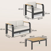 4 Seater Aluminium Garden Furniture Set, Extra Deep Garden Sofa Set, Beige