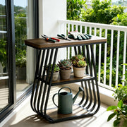 Industrial End Table 3-Tier Narrow Side Table with Storage Shelf for Living Room