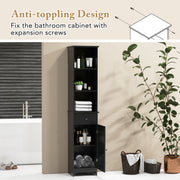 Freestanding Bathroom Storage Cabinet with 3 Open Shelves-Black