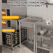 Stainless Steel Utility Sink 304 Bowl Wash Station Kitchen Tone Restaurant Garag
