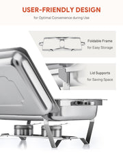 4/6/8PCS 8QT Chafing Dish Stainless Steel Rectangular Chafer Food Warmer Set UK