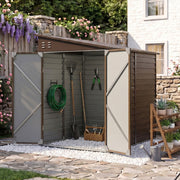 4.6 x 9ft Garden Storage Shed 3D Wood Grain Metal Outdoor Sheds Lockable House