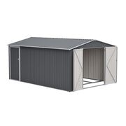 10x14FT Galvanized Metal Garden Shed Lockable Door Tool Storage shed, Grey