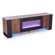 Wooden TV Stand Cabinet Unit with Electric Fireplace 12 Colour LED Fire Heater