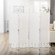 6 Panel Room Divider Folding Privacy Screen with Pine Wood Frame Refurbished