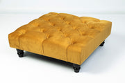 Large Square Footstool Coffee Table Upholstery Fabric Footstools Matching Button