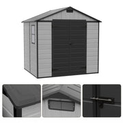 Plastic Garden Shed 8x4FT 8x6FT 8x8FT Apex Roof Outdoor Storage Sheds Tool Box