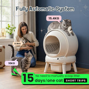 65L Self-Cleaning Automatic Cat Litter Box Cabinet App Control Safety Detector