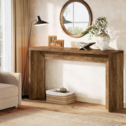 55 Inch Farmhouse Console Table, Narrow Wooden Entryway Sofa Table for Hallway
