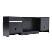 Black 70inch TV Stand Unit Cabinet with Electric Fireplace & 12 Colour LED Light