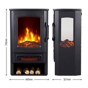 2000W Freestanding Electric Fireplace Heater, 2 Heat Modes, LED Flame Log Burner