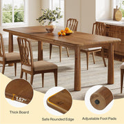 63-Inch Solid Wood Dining Table Farmhouse Rectangle Kitchen Table for 4-6 People
