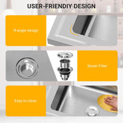Stainless Steel Utility Sink 304 Bowl Wash Station Kitchen Tone Restaurant Garag