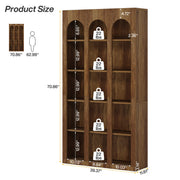 5-Tier Arched Bookshelf, 70.87'' Tall Modern Bookcase Freestanding Shelving Unit