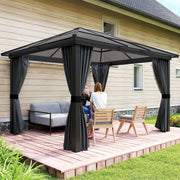 3.6 x 4m Aluminium Hardtop Gazebo Canopy with Polycarbonate Roof & Sidewalls