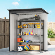 (Dark Grey, 5 x 3.5ft) Outsunny Metal Garden Shed with Effortless Assembly