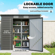 6.3 x 4.3FT Galvanised Metal Garden Shed with Lockable Door, Grey