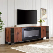 Wooden TV Stand Cabinet Unit with Electric Fireplace 12 Colour LED Fire Heater