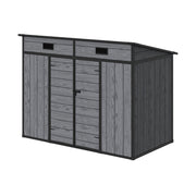 4x8ft Plastic Garden Shed Outdoor Tool Storage House with Floor & Lockable Doors