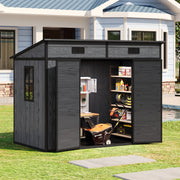8x4ft Outdoor Large Shed Plastic Garden Tools Bike Storage Shed House SlopedRoof