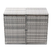 Rattan Garden Double Wheelie Bin Store Outdoor Dustbin Rubbish Storage Shed Box