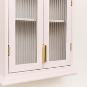 Pink Reeded Glass Wall Cabinet storage shelving shelves bathroom kitchen hallway