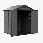 Plastic Garden Tool Storage Shed 6x6FT Outdoor Bike Bin House w/ Lockable Doors