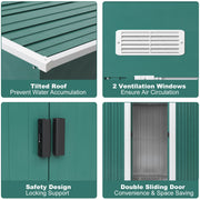 4x6 FT Flat Roof Steel Storage Shed, Pre-drilled Steel Panels, Outdoor Tool Shed
