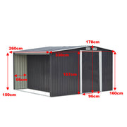 Garden Shed Apex Roof Metal Storage 8X8,10X8 Tool House with Firewood Log Store