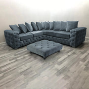 Large Square Footstool Coffee Table Upholstery Fabric Footstools Matching Button
