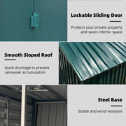 Metal Garden Shed 6 X 4ft Outdoor Yard Storage Tool House Slide Door &VENT GREEN