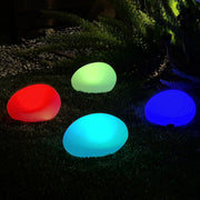 OMT Solar Powered LED Glowing Garden Stones 4 Pack Remote Control Colours