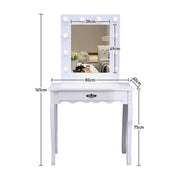 Dressing Table With LED Lights Mirror Stool Set Makeup Desk Vanity Table Bedroom